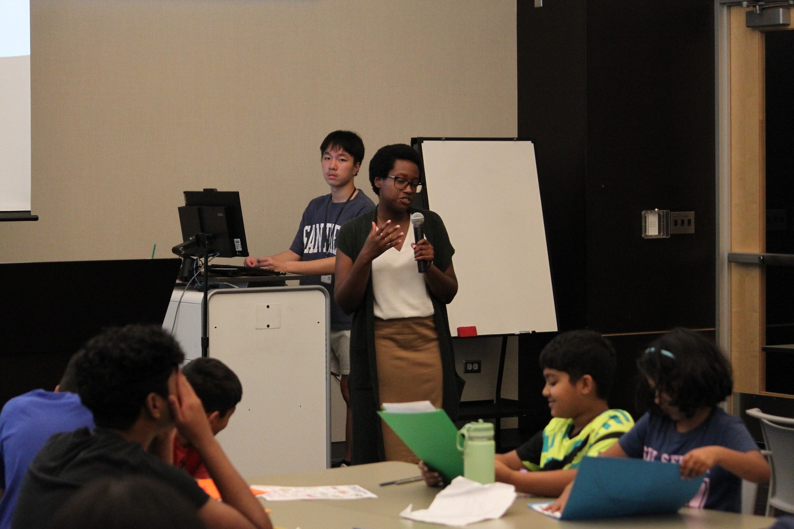 Guest speaker Briana Moore presenting to EcoRise camp students during Session 5